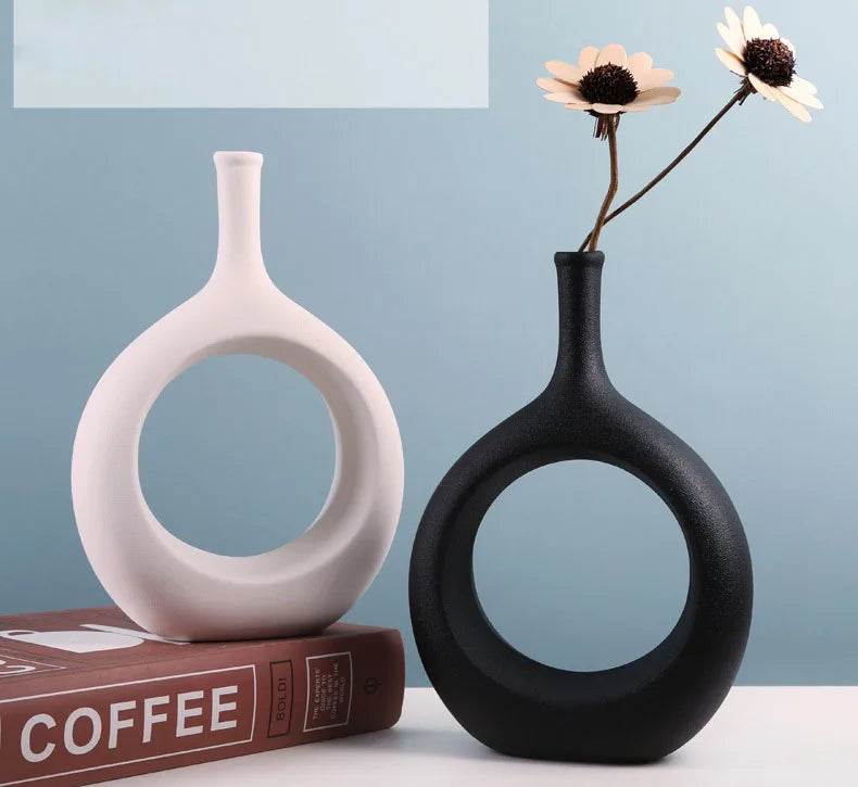 Ceramic Hollow Vase Nordic Flower Pot Modern Art Planter Pots Office Living Room Desktop Interior Home Decoration Accessories