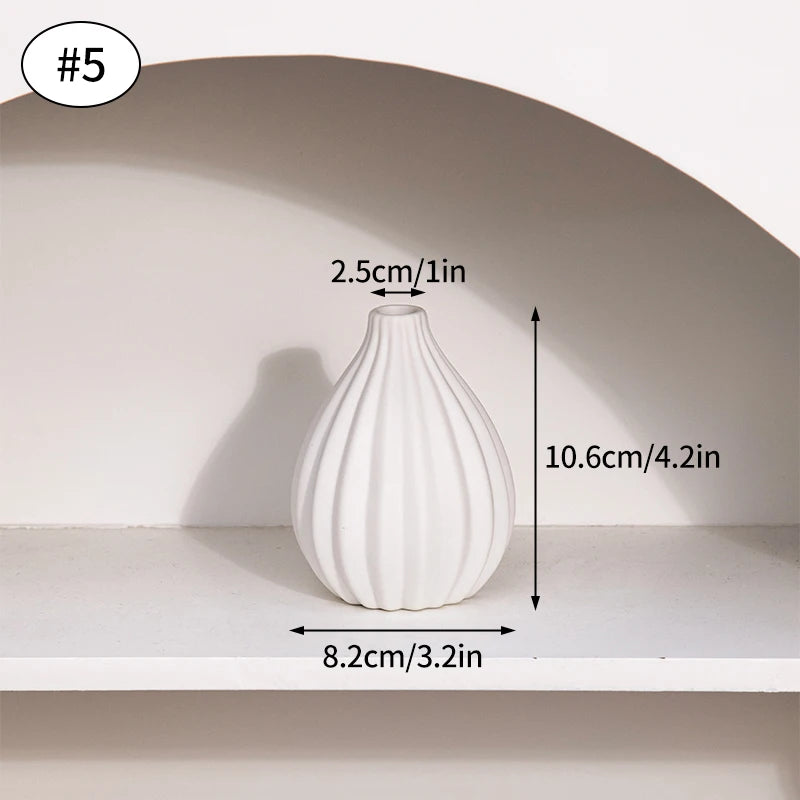 White Ceramic Vase Flower Arrangement Vase Aesthetic Vases Desktop Ornaments Flowers Vase Creative Plants Bottle Container Vase